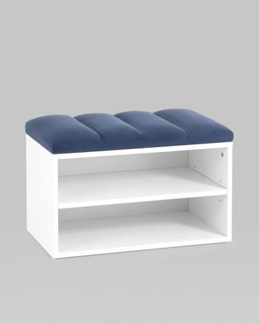 Обувница Stool Group Хольст белая велюр Синий