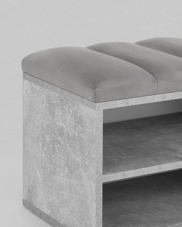 Обувница Stool Group Хольст серая велюр Серый
