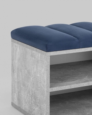 Обувница Stool Group Хольст серая велюр Синий