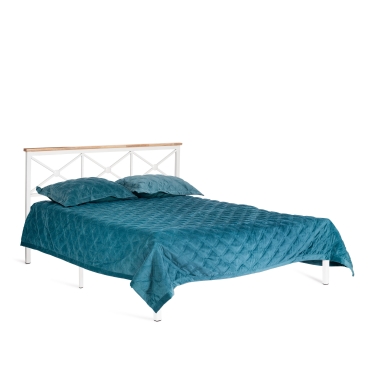Кровать Tetchair Iris mod.9311 дерево гевея/металл, 160200 см Queen bed, Белый White