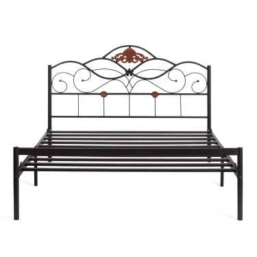 Кровать Tetchair Federica mod. AT-881 дерево гевея/металл, 160200 см Queen bed, красный дуб/черный