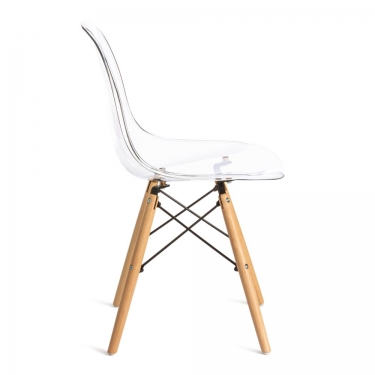 Стул Tetchair CINDY EAMES mod. 001 / 1 шт. в упаковке дерево бук/металл/сиденье пластик, 51x46x82.5см, прозрачный/Transparent