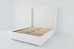 Мягкая интерьерная кровать Берлин Люкс с ортопедическими латами металл Материал фасада Искусственная кожа Спальное место 1600х2000 мм