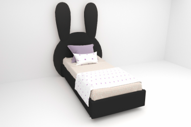 Детская кровать "Зайка" с ортопедическим основанием Цвет фасада Кольт Ч Цвет корпуса Кольт Ч Материал фасада Искусственная кожа