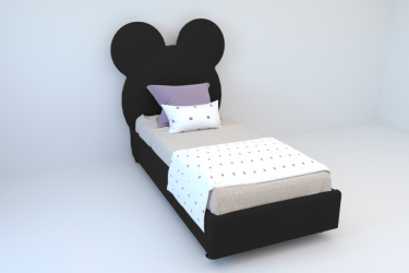 Детская кровать "Маус" с ортопедическим основанием Цвет фасада Кольт Ч Цвет корпуса Кольт Ч Материал фасада Искусственная кожа Размер