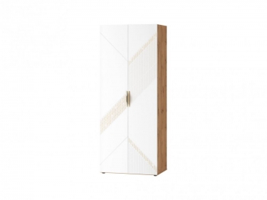 Шкаф для одежды с полками и штангой лев/прав Витра Монако 903.43 Дуб Вотан / Белый шпон / Альпийский белый