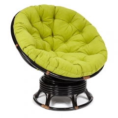 Кресло-качалка Tetchair PAPASAN/ПАПАСАН w 23/01 B /с подушкой/ 115х78х104 см, Antique brown античный черно-коричневый, флок Олива, 23