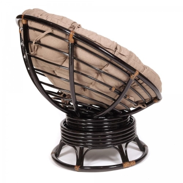 Кресло-качалка Tetchair PAPASAN/ПАПАСАН w 23/01 B /с подушкой/ 115х78х104 см, Antique brown античный черно-коричневый, экошерсть Коричневый, 1811-5