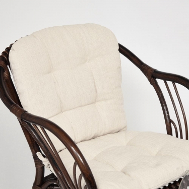 ТЕРРАСНЫЙ КОМПЛЕКТ Tetchair NEW BOGOTA 2 кресла + стол /с подушками/ ротанг, кресло 61х67х78,5 см, диаметр стола 50см, walnut грецкий орех