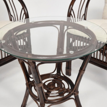ТЕРРАСНЫЙ КОМПЛЕКТ Tetchair NEW BOGOTA 2 кресла + стол /с подушками/ ротанг, кресло 61х67х78,5 см, диаметр стола 50см, walnut грецкий орех