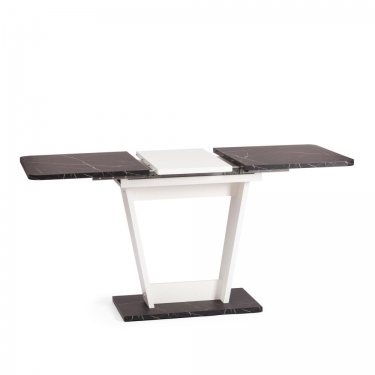 Стол обеденный Tetchair FOX раздвижной ЛДСП, 68.6x110-145x75 см, Мрамор черный/Белый