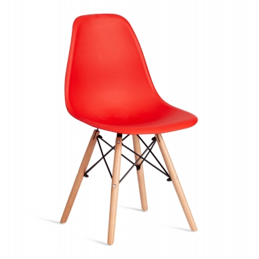 Стул Tetchair CINDY EAMES mod. 1801 дерево бук/металл/сиденье пластик, 45x51x82 см, Red красный