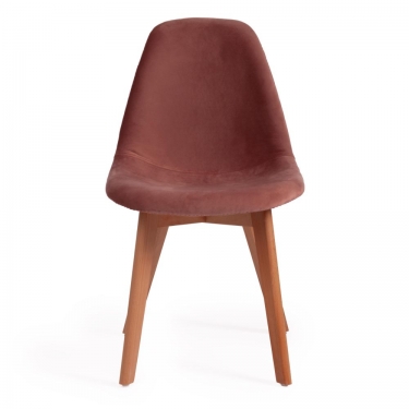 Стул Tetchair CINDY SOFT mod. C1021F1 / 1 шт. в упаковке вельвет/дерево бук, 53 х 45 х 81 см , коралловый HLR 44/натуральный
