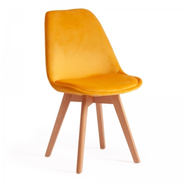 Стул Tetchair TULIP SOFT mod. 74 / 1 шт. в упаковке вельвет/дерево , 54 х 47 х 83 см , желтый HLR 41/натуральный