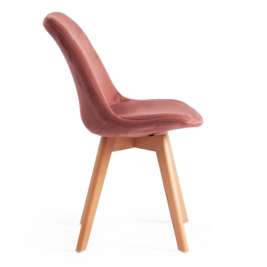 Стул Tetchair TULIP SOFT mod. 74 / 1 шт. в упаковке вельвет/дерево , 54 х 47 х 83 см , коралловый HLR 44/натуральный