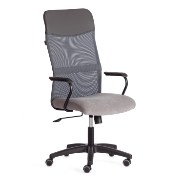 Кресло Tetchair PRACTIC мп флок/кож/зам , серый/металлик, 29/W-12/36
