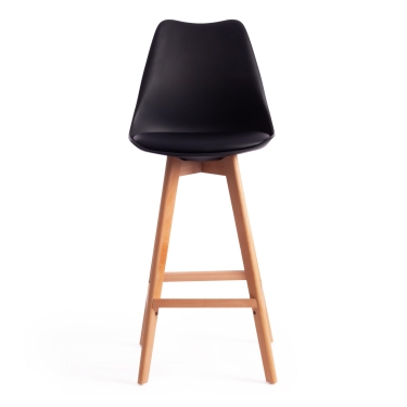 Стул барный Tetchair TULIP BAR mod. C1014H-1 пластик/дерево, 42 х 47,5 х 104 см, Black Черный 3010/ натуральный