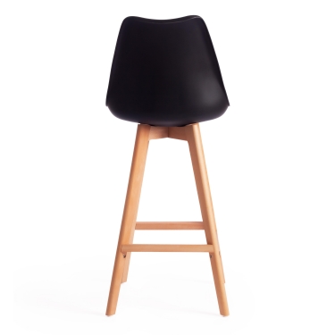 Стул барный Tetchair TULIP BAR mod. C1014H-1 пластик/дерево, 42 х 47,5 х 104 см, Black Черный 3010/ натуральный