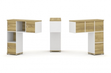Надставка на стол низкая односторонняя + задняя стенка 5 шт. + распашной фасад 5 шт. Рива CONCEPT CN.ONN-007 Дуб Винченцо Белый бриллиант Черный