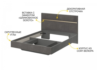 Кровать Витра Монако 902.01 Оникс Десерт серый