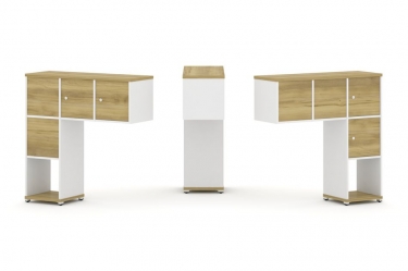 Надставка на стол низкая двухсторонняя + задняя стенка 4 шт. + распашной фасад 4 шт. Рива CONCEPT CN.DNN-002 Дуб Винченцо Белый бриллиант Белый