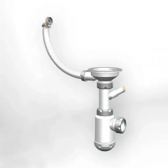 Сифон Granula GRAND 3 1/2 с круглым переливом и винтом металл. с отводом С.Н. 311-11-24