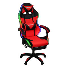 Кресло KINGQUEEN 908 KINGQUEEN цвет черный/красный с массажем и подсветкой 908-black-red-mass
