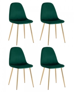 Комплект из четырех стульев Stool Group Валенсия SN велюр зеленый золотые ножки набор 4 шт