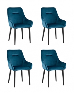 Комплект из четырех стульев Stool Group Диана велюр сине-зеленый, обивка мебельный велюр