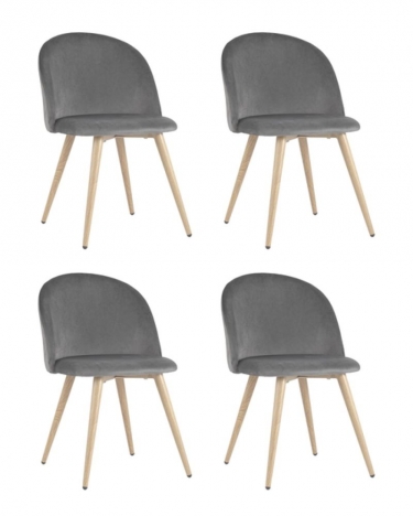 Комплект из четырех стульев Stool Group Лион велюр серый 4 шт