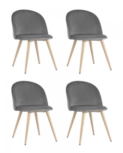 Комплект из четырех стульев Stool Group Лион велюр серый 4 шт