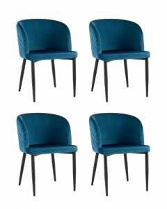 Комплект из четырех стульев Stool Group Оскар велюр сине-зеленый 4 шт
