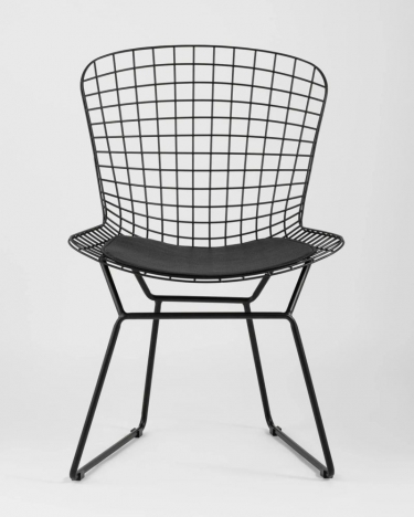 Стул обеденный Stool Group Bertoia черный с черной подушкой 2 шт