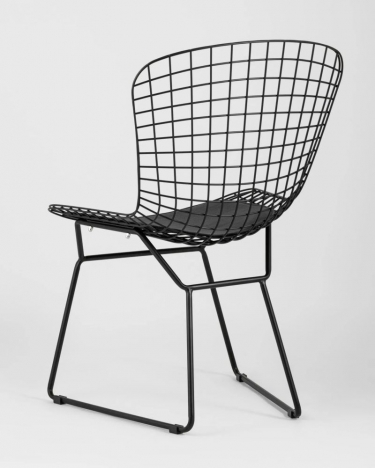 Стул обеденный Stool Group Bertoia черный с черной подушкой 2 шт