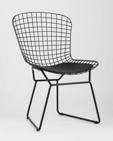 Стул обеденный Stool Group Bertoia черный с черной подушкой 2 шт