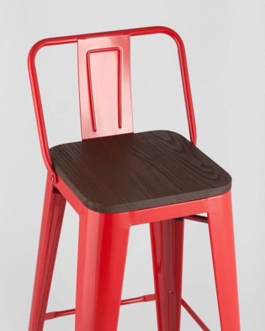 Стул барный Stool Group TOLIX WOOD со спинкой красный глянцевый 2 шт