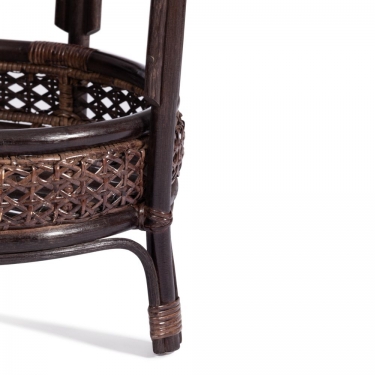 Террасовый комплект Tetchair PELANGI стол со стеклом + 2 кресла / с подушками / ротанг, кресло 65х65х77см, стол диаметр 64х61см, walnut грецкий орех