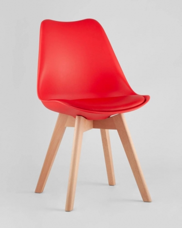 Комплект из четырех стульев Stool Group FRANKFURT красный пластик сиденье экокожи ножки массив бука