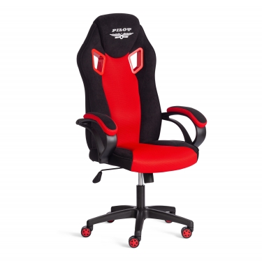 Кресло Tetchair PILOT 24 флок/ткань, черный/черный/красный, 35/TW-08/TW-11