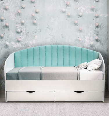 Кровать с продольной мягкой спинкой Матрица Софа 12 800х1600 Дуб Крафт золотой Велюр 328