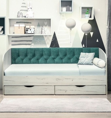 Кровать с продольной мягкой спинкой Матрица Софа 13 800х1600 Белый Велюр 108