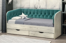 Кровать с продольной мягкой спинкой Матрица Софа 13.1 800х1900 Белая Велюр 032