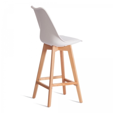 Стул барный Tetchair TULIP BAR mod. C1014H-1 / 1 шт. в упаковке пластик/дерево, 42 х 47,5 х 104 см, White Белый 70029/ натуральный