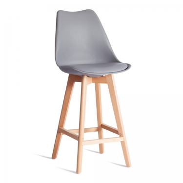 Стул барный Tetchair TULIP BAR mod. C1014H-1 / 2 шт. в упаковке пластик/дерево, 42 х 47,5 х 104 см, Grey серый 92717 / натуральный