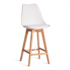 Стул барный Tetchair TULIP BAR mod. C1014H-1 / 2 шт. в упаковке пластик/дерево, 42 х 47,5 х 104 см, White Белый 70029/ натуральный