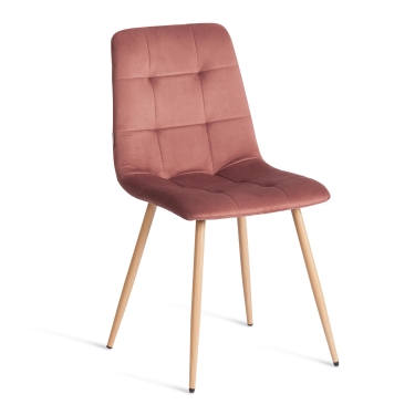 Стул Tetchair CHILLY mod. JSC-220 Велюр/металл , 44,5х52,5х88 см, Coral коралловый HLR44 / натуральный