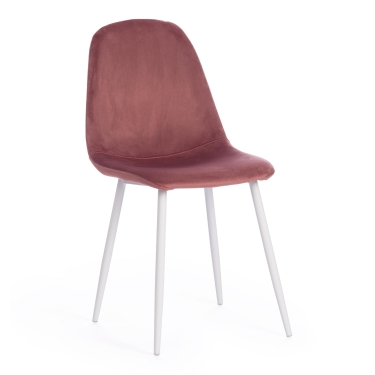 Стул Tetchair BREEZE mod. 4724 / 2 шт. в упаковке вельвет/металл, 44 х 53 х 87 см, Coral коралловый HLR44 / белый
