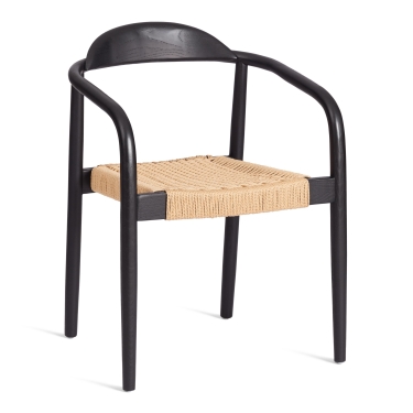 Стул Tetchair MIDGARD дерево вяз/бечевка, черный, 50х51х78,5 см