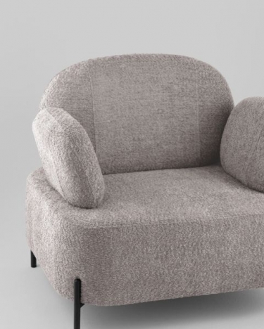 Кресло Stool Group Кэнди ткань букле с подлокотниками светло-серый