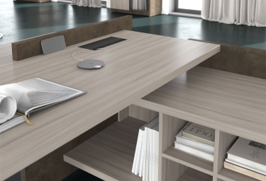 Стол руководителя левый Skyland WOODandSTONE СФ-531221 Дрифтвуд Бетон Чикаго темный